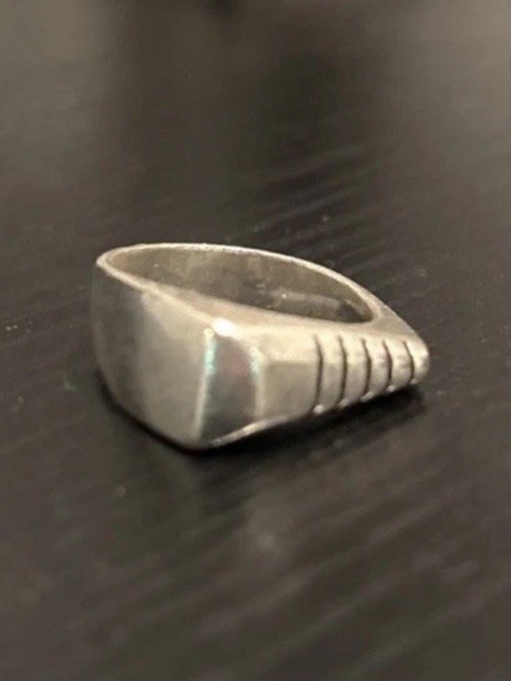 925 Sterling Silver Modernist Geometric Signet Ring Artisan Size 7 Vintage - Picture 11 of 11